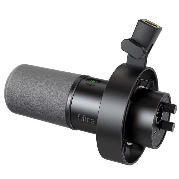 FIFINE-Microphone dynamique USB/XLR avec support antichoc, silencieux tactile, prise téléphonique po