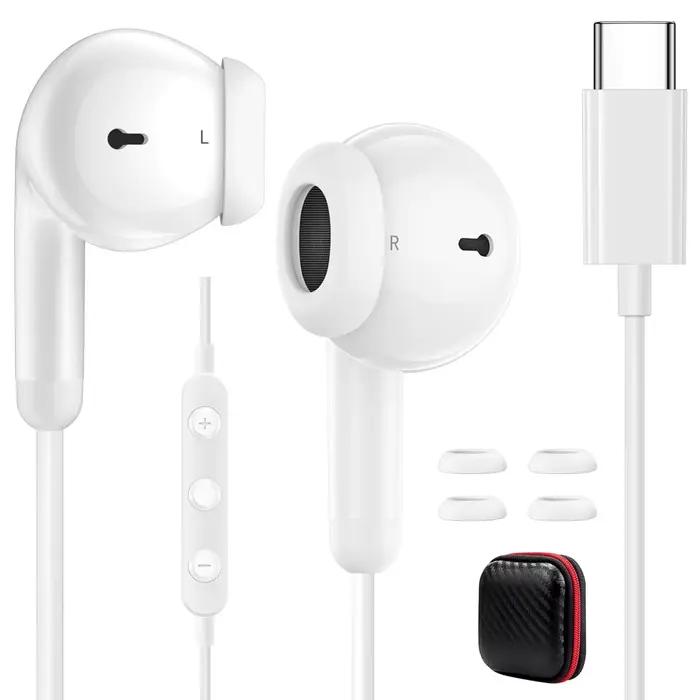 Écouteurs intra-auriculaires filaires USB C, avec micro, contrôle du Volume, isolation du bruit, éco