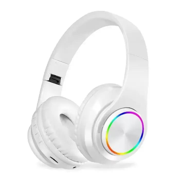 Écouteurs Bluetooth pliables, éclairage rvb, suppression du bruit, sur l'oreille, stéréo, hi-fi, pou