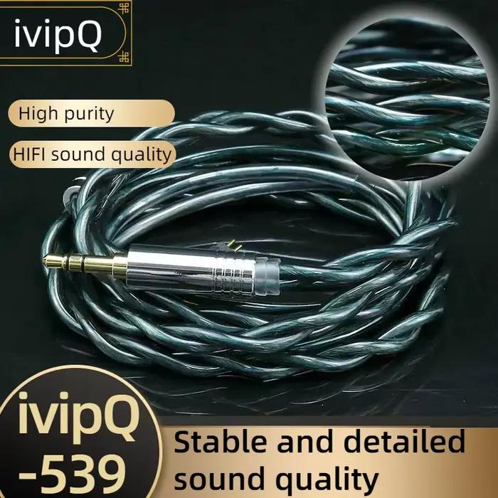 IvipQ 539-Écouteurs à 2 cœurs, litz immergés dans l'huile, placage graphène palladium, câble de remp