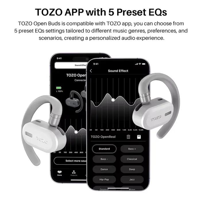 TOZO OpenBuds OWS Bluetooth 5.3 écouteurs oreille ouverte casque sans fil écouteurs appels cristalli