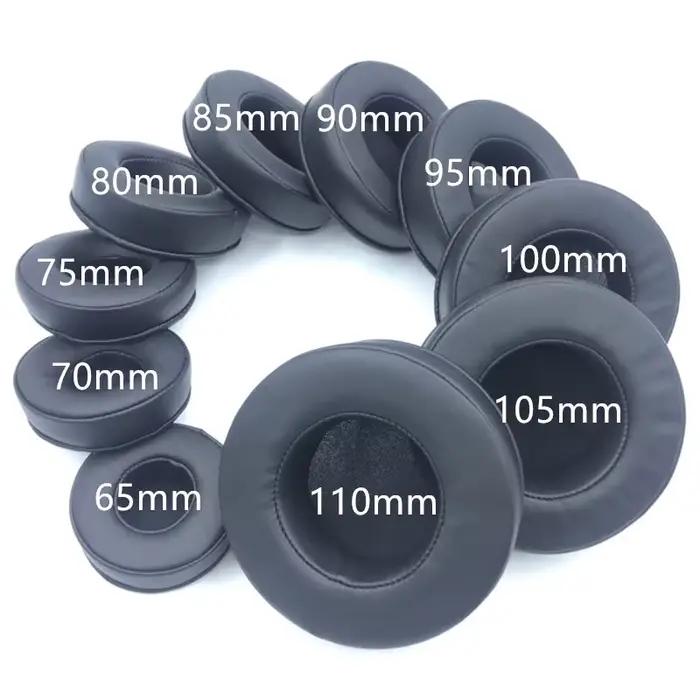 Coussinets d'oreille pour écouteurs, housses en éponge, cuir, mousse, coussin, 65 mm, 70 mm, 75 mm, 