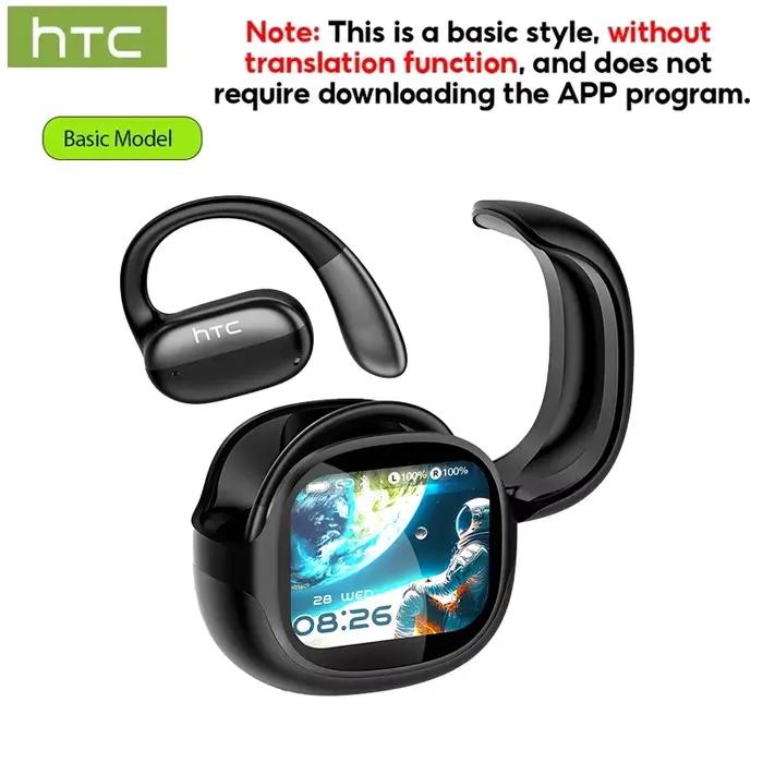 Écouteurs sans fil Bluetooth HTC NE58 avec écran tactile LED, traduction IA, son HiFi, appels HD ave