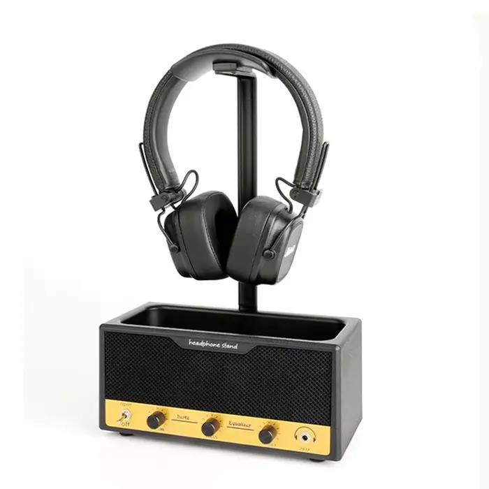 Support d'écouteurs multifonctionnel avec rangement, support de casque de jeu large et incurvé, orga