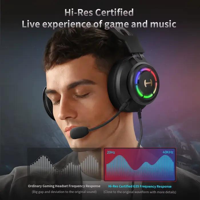 Edifier G35 casque de jeu ENC suppression de bruit micro USB sur l'oreille casque avec 7.1 son envir