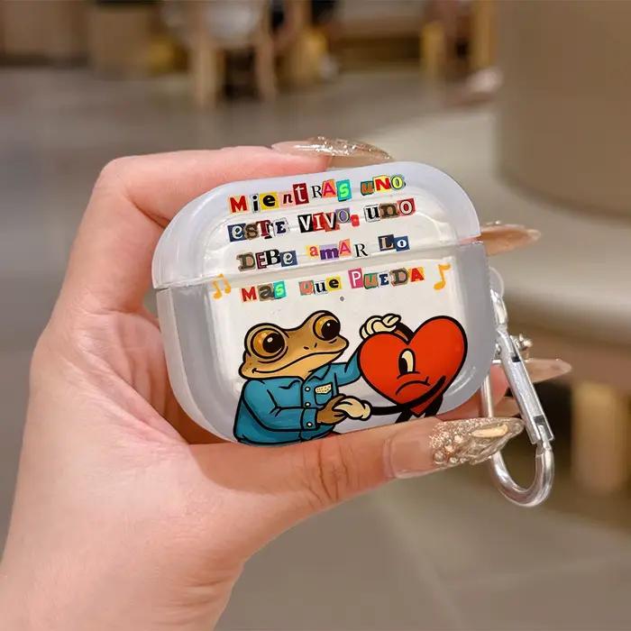 Étui en silicone translucide Singer B-Bad B-Bunny pour Airpods 4 3 Pro 2 1