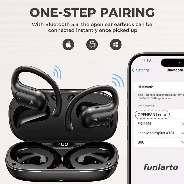Écouteurs Bluetooth sans fil à oreille ouverte pour coureurs