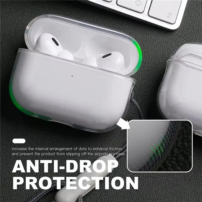 Étui pour écouteurs en TPU souple transparent avec lanière pour Airpods Pro 2 3 2e génération Air Pods 4 3 1 3e 2024