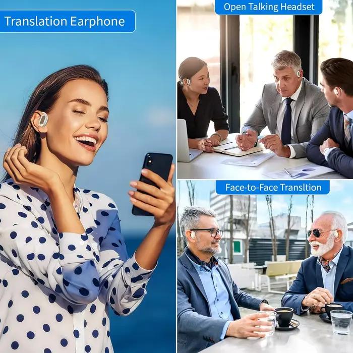Écouteurs traducteurs 138 langues traduction IA temps réel pour voyages affaires occasions spéciales