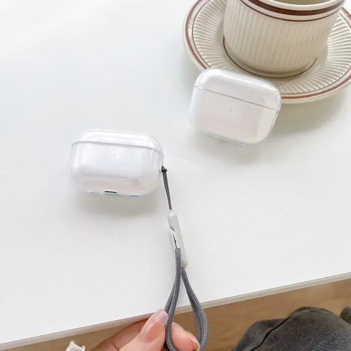 Étui Souple Transparent Antichoc avec Lanière pour AirPods 1 2 3 Pro Pro2 Pro3 Occasions Spéciales Housse de Chargement Multicolore