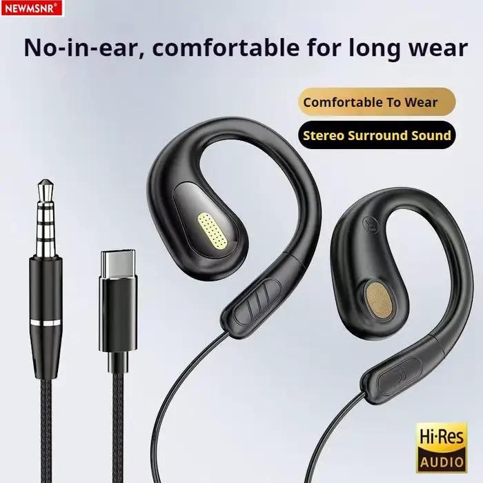 Clip-on filaire contrôle Type C & 3.5mm casque 9D Surround son basse écouteurs sport jeu