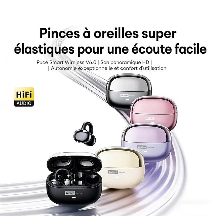Ecouteurs Bluetooth Lenovo LE302 Semi-Ouverts HIFI Anti-Bruit Confortables Occasions Sportives Bureau Étude