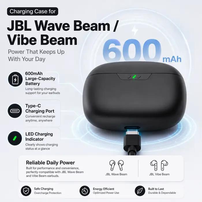 Étui de chargement de remplacement pour écouteurs JBL Wave Beam/Vibe