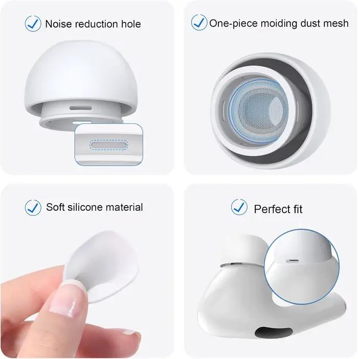 Embouts d'oreille en silicone hypoallergénique pour AirPods Pro 3 2 1 finition classique multiple couleurs disponibles confort audio supprimant le bruit facile installation et entretien pour sport travail détente occasions spéciales cadeau surprise