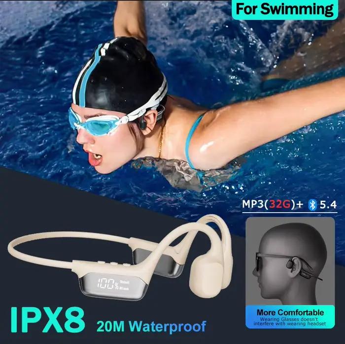 Casque à Conduction Ossature Sans Fil Bluetooth 5.4 Adapté à la Natation et aux Sports Confortable Indolore Capacité de Stockage 32 Go Occasions Spéciales