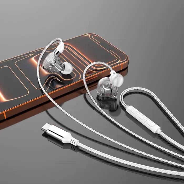 Écouteurs filaires HiFi Bass Stereo intra-auriculaires avec micro et isolation phonique pour écoutes sportives et musique en streaming occasions spéciales