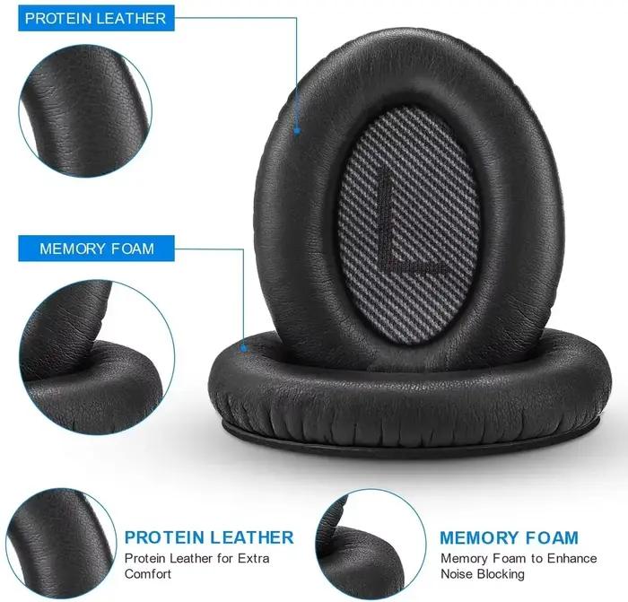 Oreillettes de remplacement pour Bose QC35 et QC35 II coussinets d'oreille en mousse à mémoire de forme en cuir pour une écoute confortable et qualitative occasions quotidiennes à offrir