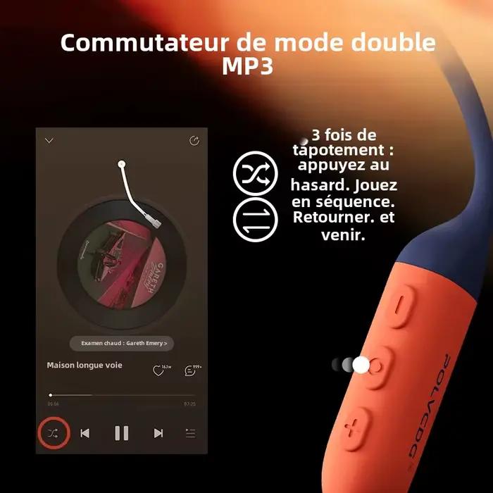 Ecouteurs à conduction osseuse IPX8 étanche avec support Amazon Alexa et Apple Siri pour activités sportives et de plein air