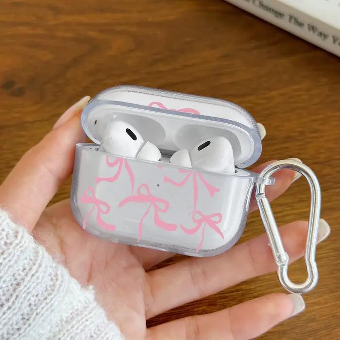 Étui conçu avec nœud rose pour AirPods 4 3 1 2 Gen