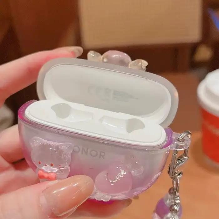 Pour Honor écouteurs X8 X7 X5 X6 créatif TPU doux bricolage fleurs coeurs sans fil Bluetooth casque étui housse de protection pendentif