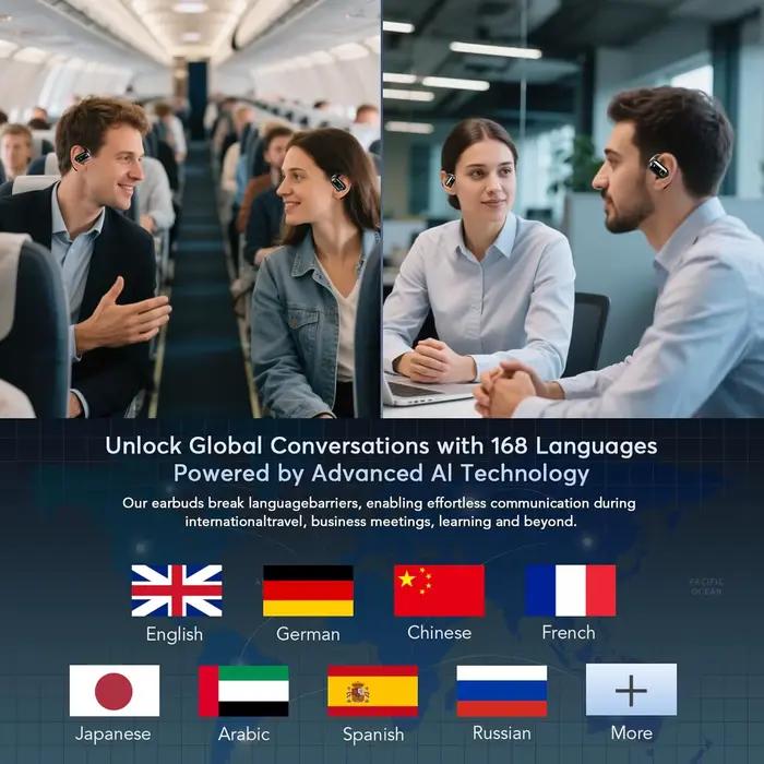 Écouteurs sans fil avec 144 langues de traduction