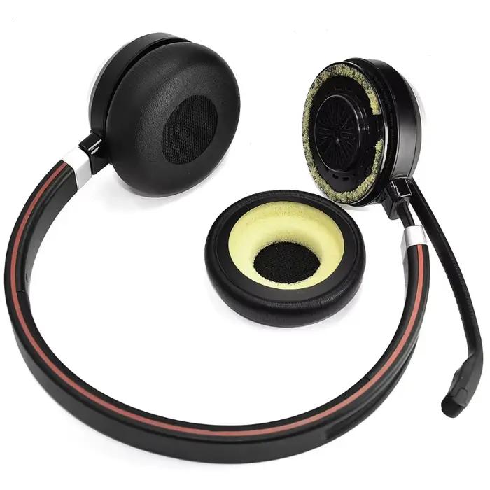 Coussinets d'oreille en cuir protéiné et éponge pour Jabra Evolve 20 20se 30 30II 40 65 65 75 75 pour un son plus vif et un isolement sonore amélioré