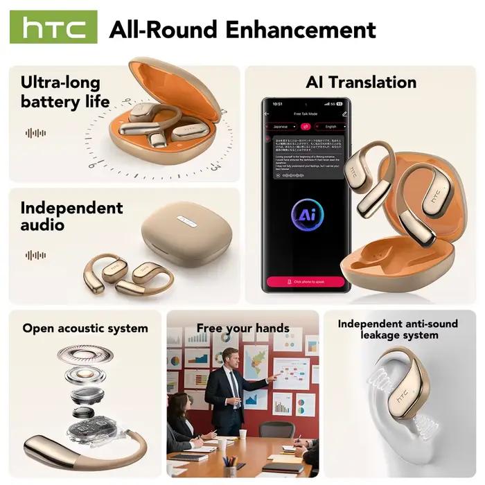 Écouteurs sans fil Bluetooth HTC NE39 AI Translate