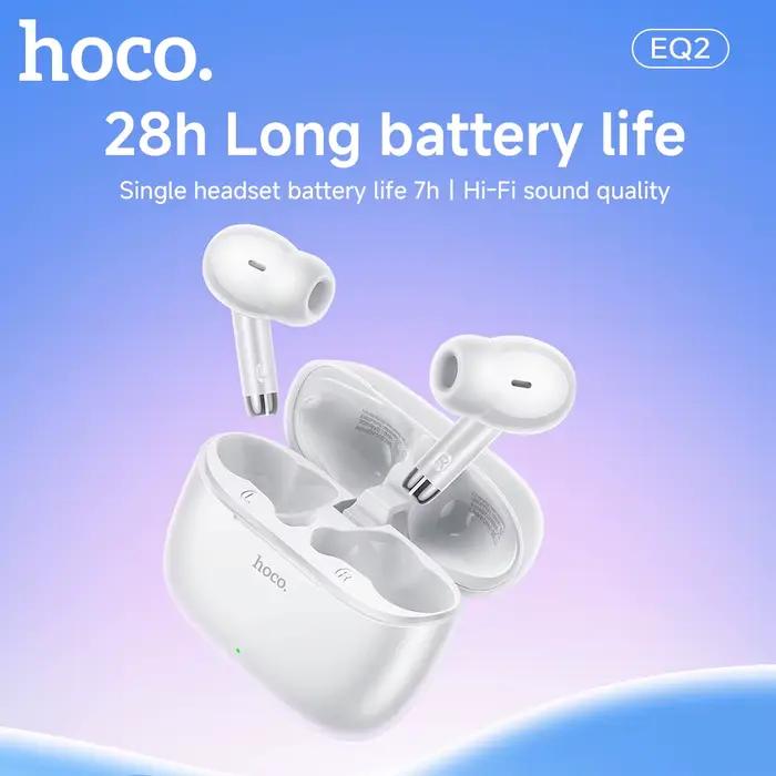 Ecouteurs sans fil HOCO EQ2 Bluetooth 5.3 intra-auriculaire imperméable pour musique et sport avec commande tactile et assistant vocal