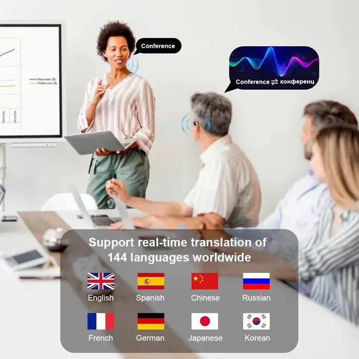 Écouteurs de traduction 3 en 1 en 144 langues pour business traducteur en temps réel réduction du bruit étanche pour professionnels occassions spéciales