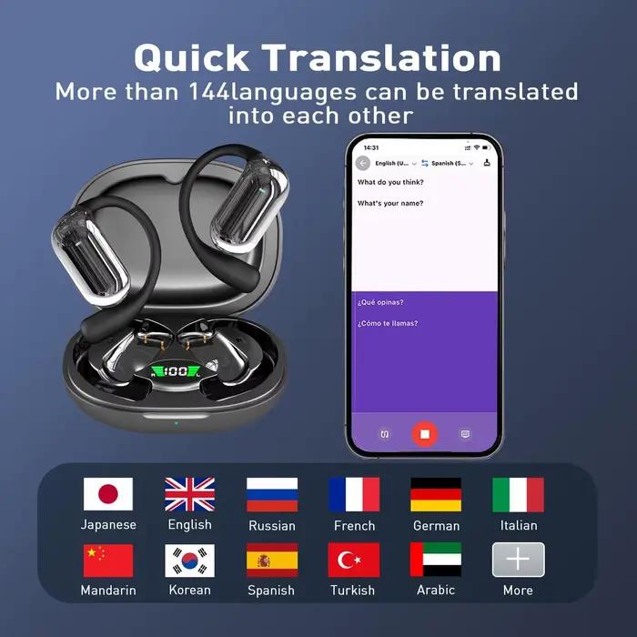 Écouteurs sans fil avec 144 langues de traduction