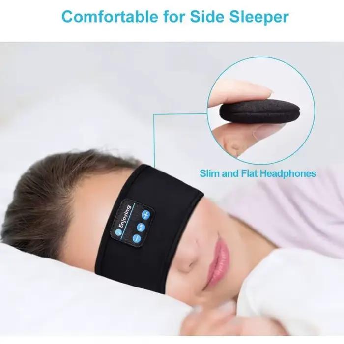 Bluetooth Couchage Casque Sport Bandeau Mince Doux Élastique Confortable Sans Fil Musique Écouteurs Masque Pour Les Yeux pour Dormeur Latéral