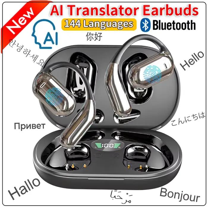 Écouteurs de traduction 3 en 1 en 144 langues pour business traducteur en temps réel réduction du bruit étanche pour professionnels occassions spéciales