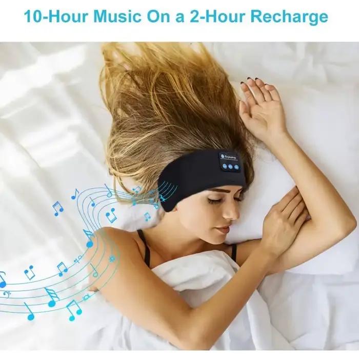 Bluetooth Couchage Casque Sport Bandeau Mince Doux Élastique Confortable Sans Fil Musique Écouteurs Masque Pour Les Yeux pour Dormeur Latéral