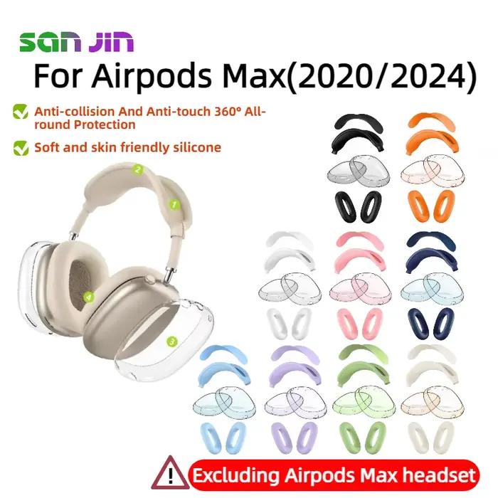 Pour AirPods Max 4 en 1 Silicone + TPU housse transparente antichoc oreillettes