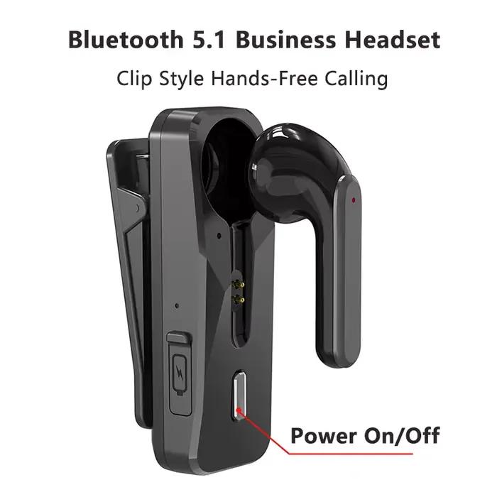 Casque Bluetooth 5.1 sans fil écouteur d'affaires avec microphone HD rappel de vibrations crochet d'oreille pour sport et conduite