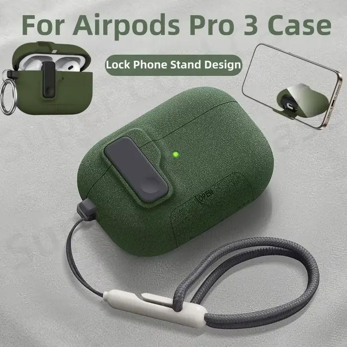 2025 pour AirPods Pro 3 étui avec verrouillage sécurisé et lanière