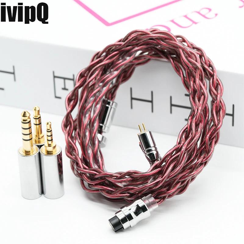 Câble IEM ivipQ-40 haute pureté Litz 7N OCC + Paralladium + graphène, câble pour écouteurs à trois é