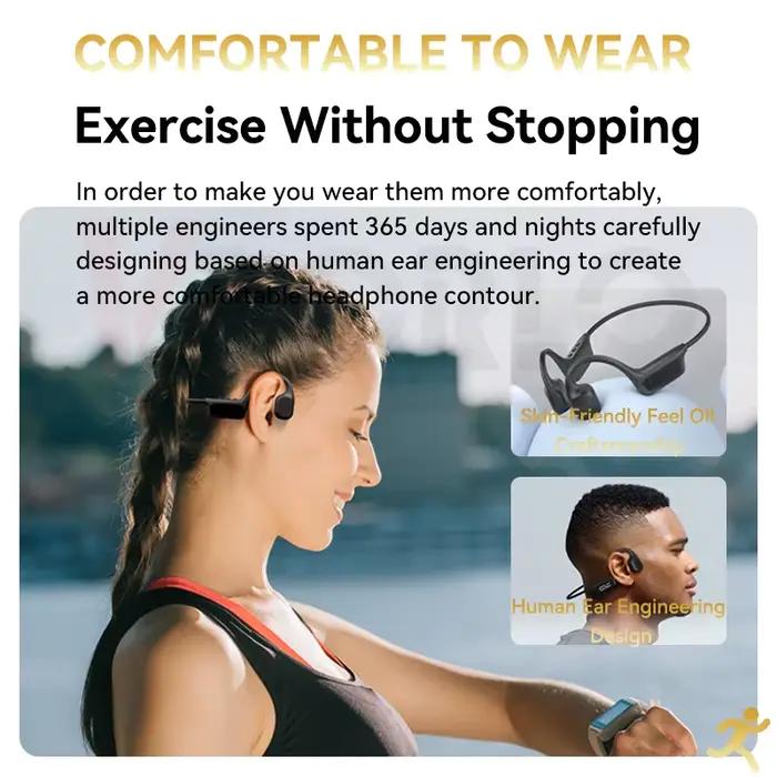Écouteurs S10 Bluetooth 5.4 à Conduction osseuse véritable, étanche IPX8, DT5.0 MP3, mémoire intégré