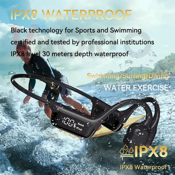 Écouteurs S10 Bluetooth 5.4 à Conduction osseuse véritable, étanche IPX8, DT5.0 MP3, mémoire intégré