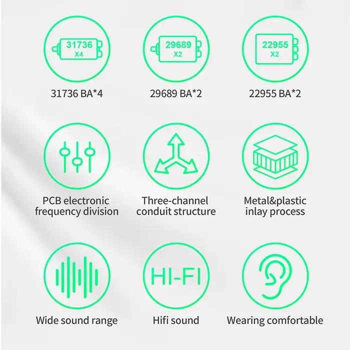 KZ AS16 Pro dans l'oreille filaire écouteurs 16BA Armature équilibrée HIFI basse moniteur casque sup