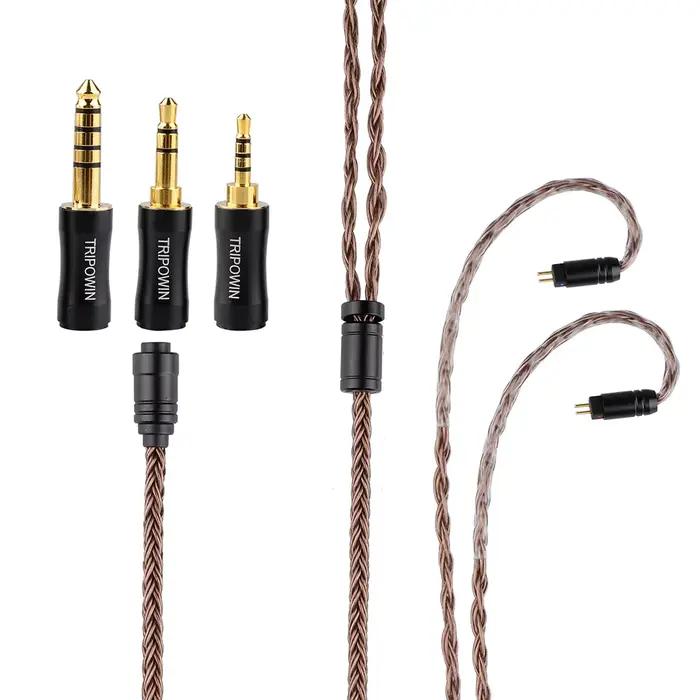 Tripowin – câble hi-fi IEM 32awg sans oxygène OFC ambre, avec prise Interchangeable 2.5mm 3.5mm 4.4m