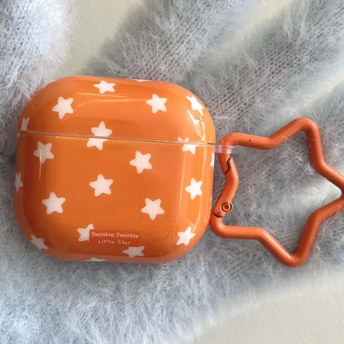 Coque imd Orange étoiles brillantes étui pour écouteurs imd boîte de chargement bluetooth sans fil p