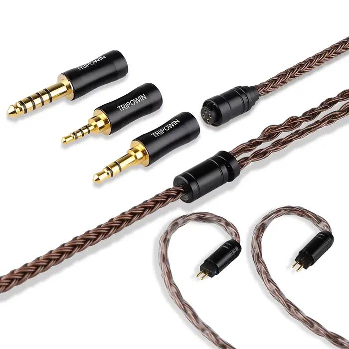 Tripowin – câble hi-fi IEM 32awg sans oxygène OFC ambre, avec prise Interchangeable 2.5mm 3.5mm 4.4m