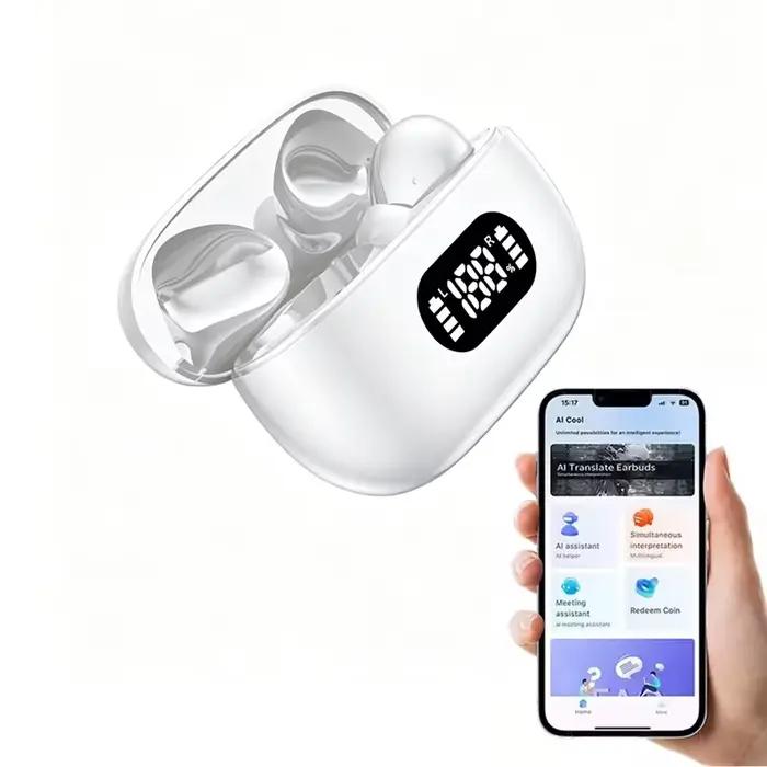 Écouteurs TWS tendance avec traduction IA en 144 langues en ligne, casque sans fil avec écran LED po