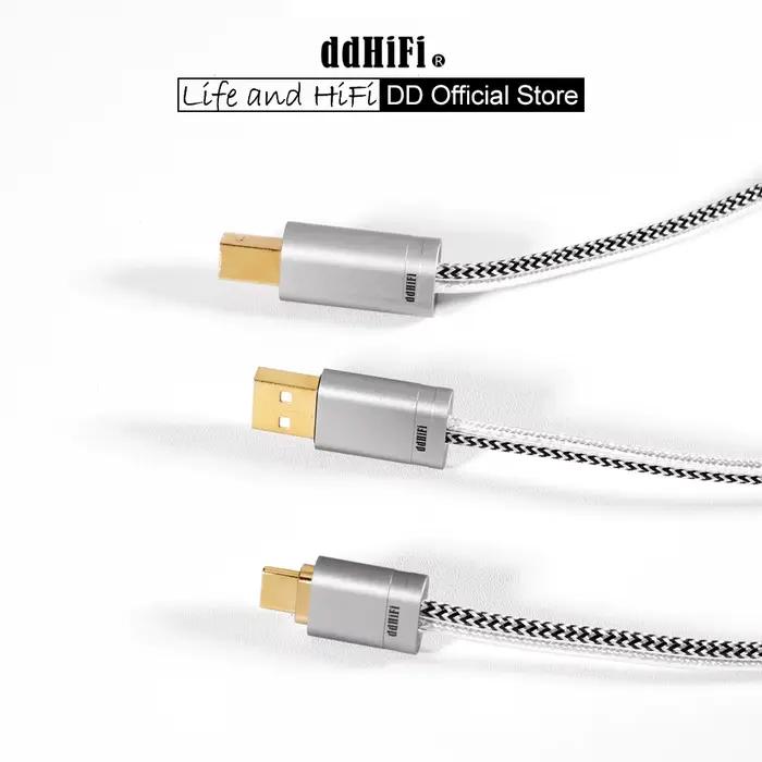 Câble USB audiophile HiFi DD ddHiFi TC09BA (USB-A vers USB-B) / TC09BC (USB-C vers USB-B) avec struc