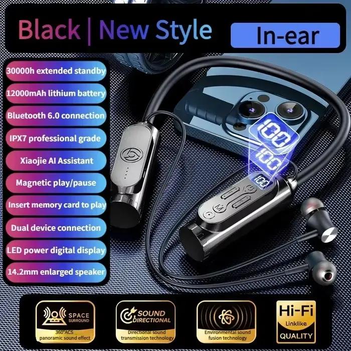 Écouteurs intra-auriculaires Bluetooth 12000mAh, semi-intra-auriculaires, interrupteur magnétique, p
