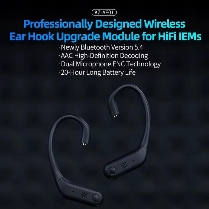 KZ AE01 – câble de mise à niveau sans fil, crochet d'oreille sans fil HIFI, connecteur C PIN avec ét