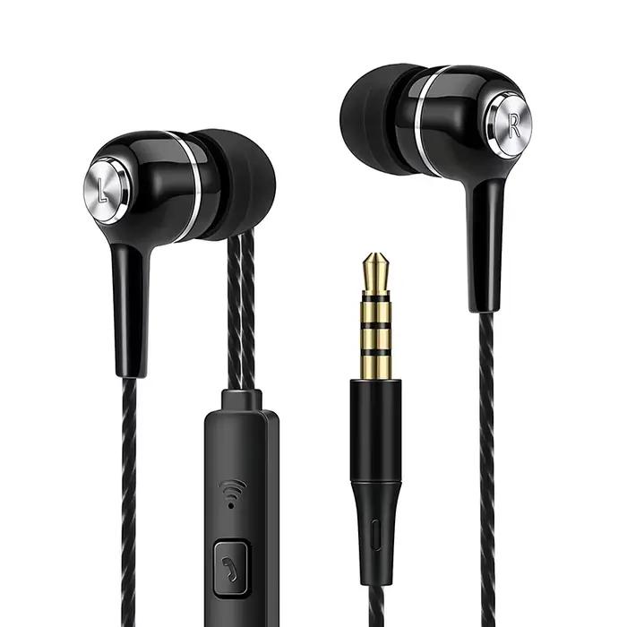 Écouteurs intra-auriculaires filaires 3,5 mm pour le sport, basse hi-fi, caisson de basses, avec mic