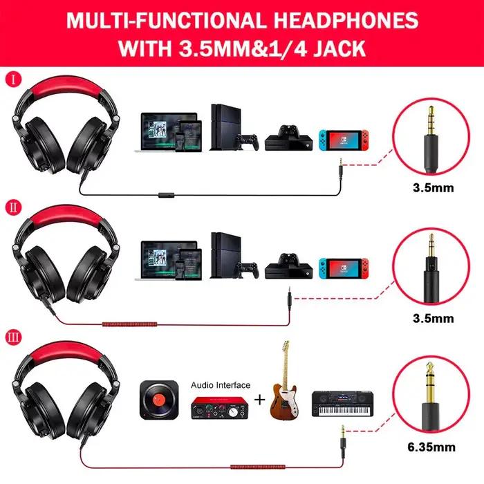 Oneodio Casque d'Écoute Filaire sur L'Oreille, Oreillettes avec Micro pour Studio, DJ et Moniteur Pr