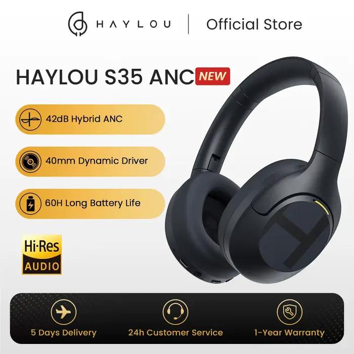 HAYLOU Écouteurs Bluetooth sans fil S35 ANC, 42dB ANC ENC, suppression du bruit, 60H de lecture, éco